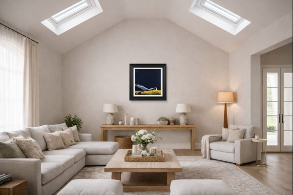Cornfield Cottage III by Jay Nottingham, original painting, in room