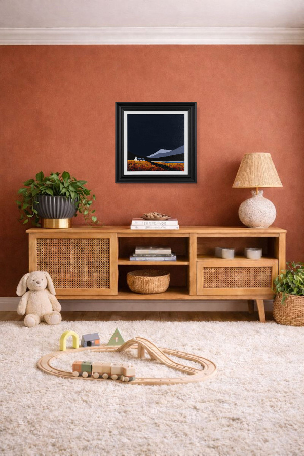 Ash Cottage II by Jay Nottingham, original painting, in room