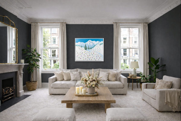 Pine Line by Antonio Navarro (Casimiro), original painting, in room