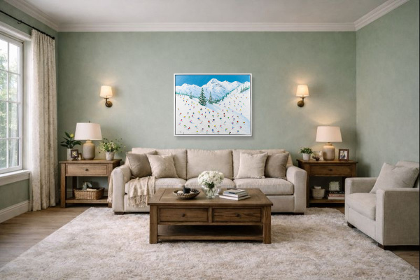 Pine Line by Antonio Navarro (Casimiro), original painting, in room