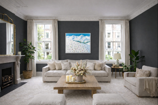 Snowy Top by Antonio Navarro (Casimiro), original painting, in room
