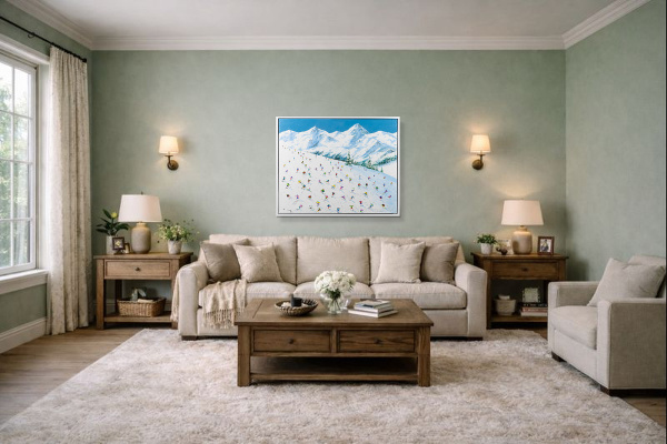Snowy Top by Antonio Navarro (Casimiro), original painting, in room