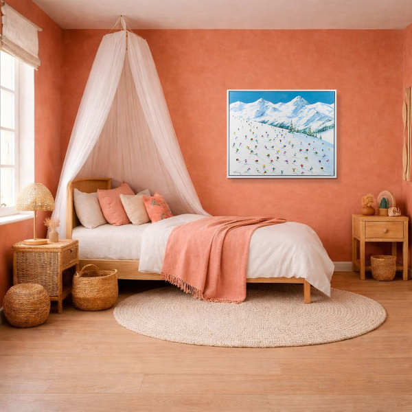 Snowy Top by Antonio Navarro (Casimiro), original painting, in room