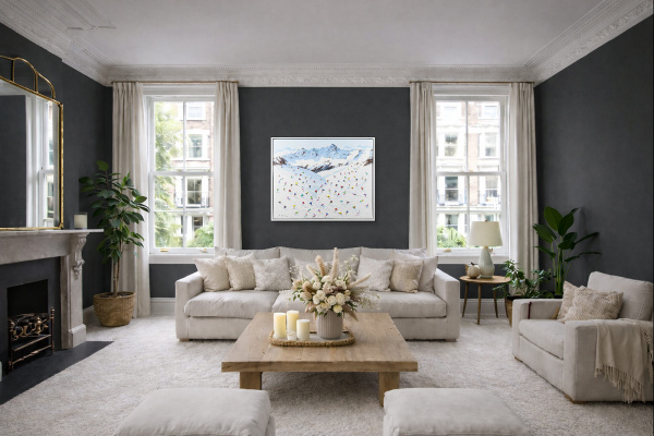 Magnificent Ski Run by Antonio Navarro (Casimiro), original painting, in room