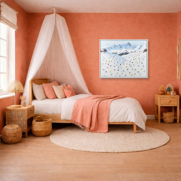 Magnificent Ski Run by Antonio Navarro (Casimiro), original painting, in room