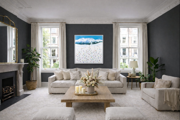 St Moritz by Antonio Navarro (Casimiro), original painting, in room