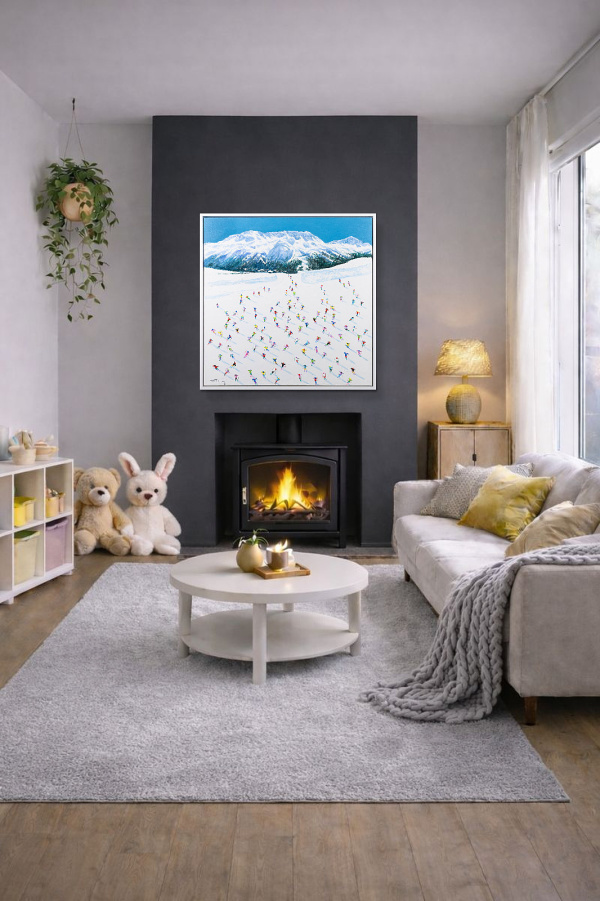 St Moritz by Antonio Navarro (Casimiro), original painting, in room