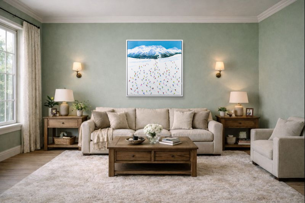 St Moritz by Antonio Navarro (Casimiro), original painting, in room