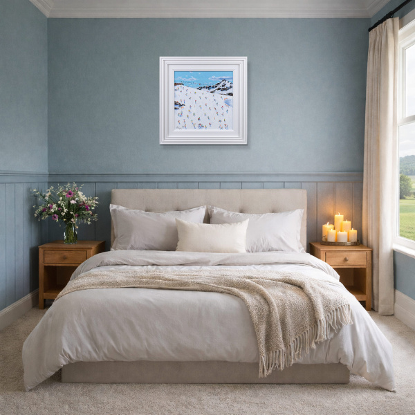 After Lunch We Ski by Paola Cassais, original painting, in room