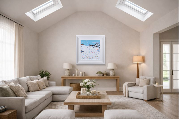 After Lunch We Ski by Paola Cassais, original painting, in room