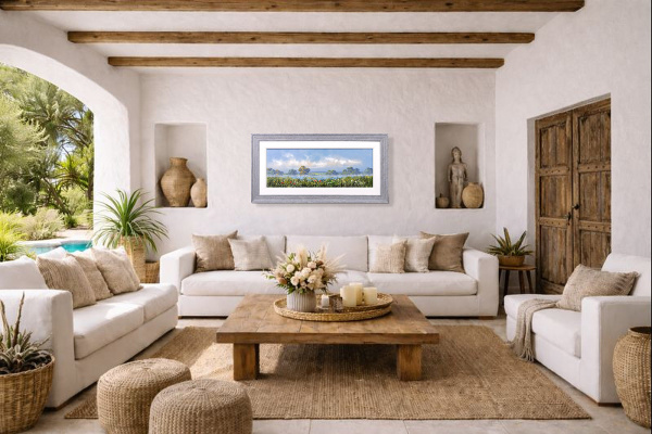 Countryside Pleasures by Allan Morgan, original painting, in room