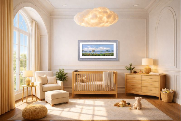 Countryside Pleasures by Allan Morgan, original painting, in room