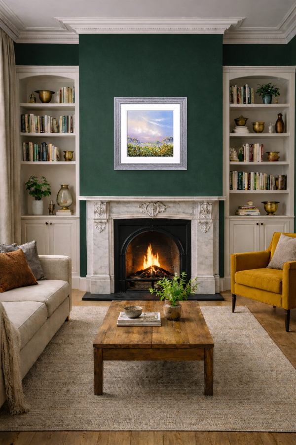 Meadow Walk by Allan Morgan, original painting, in room