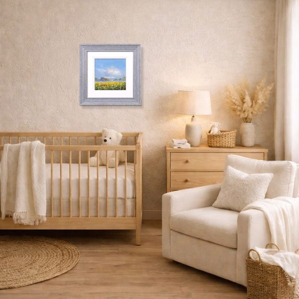 Blue Skies Ahead by Allan Morgan, original painting, in room