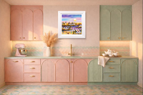Flip-Flops Required by Rozanne Bell, original painting, in room