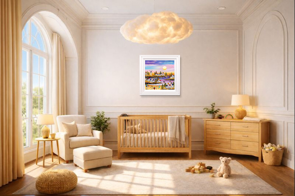 Flip-Flops Required by Rozanne Bell, original painting, in room