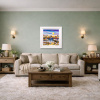 Sandy Toes, Zero Plans by Rozanne Bell, original painting, in room