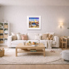 Sandy Toes, Zero Plans by Rozanne Bell, original painting, in room