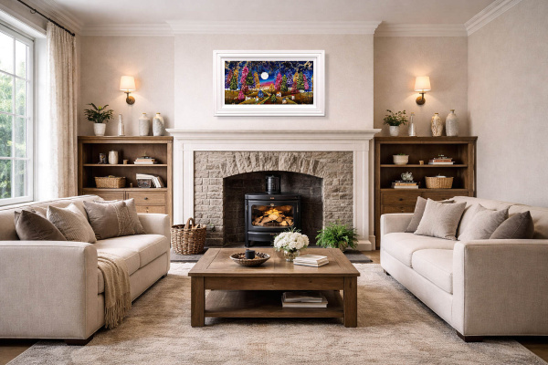 Nothing Fancy, Just Magic by Rozanne Bell, original painting, in room