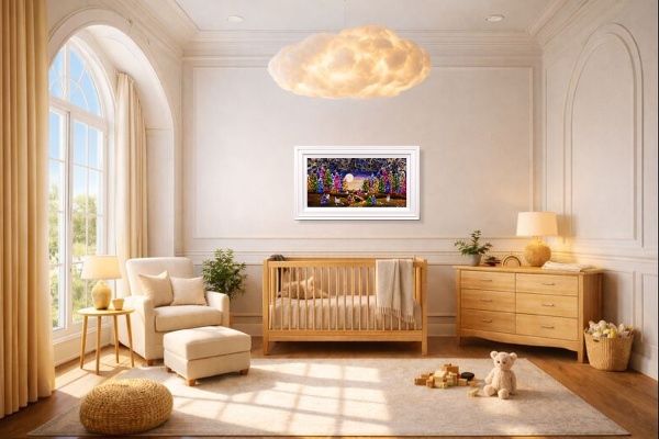 Everything Looks Better Right Now by Rozanne Bell, original painting, in room
