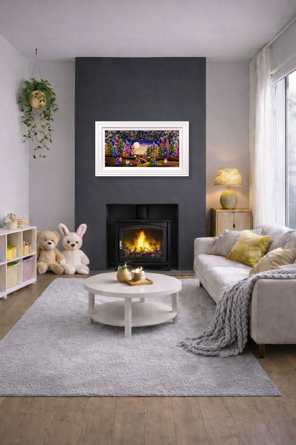 Everything Looks Better Right Now by Rozanne Bell, original painting, in room