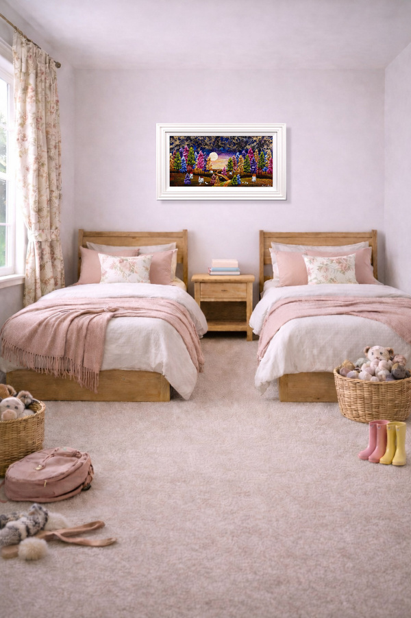 Everything Looks Better Right Now by Rozanne Bell, original painting, in room