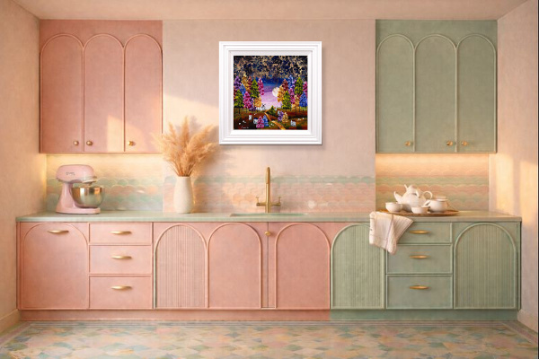 Rolling Hills, Big Thrills by Rozanne Bell, original painting, in room
