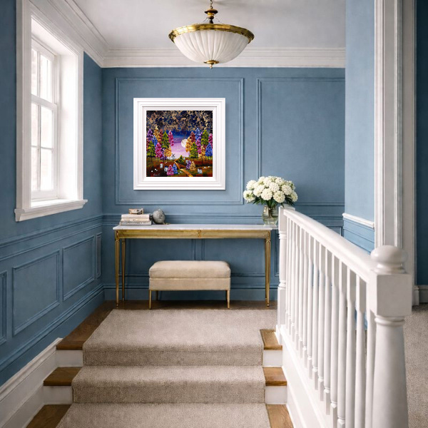 Rolling Hills, Big Thrills by Rozanne Bell, original painting, in room