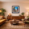 Rush Hour Reverie, NYC by Simon Wright, original painting, in room
