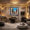 Rush Hour Reverie, NYC by Simon Wright, original painting, in room