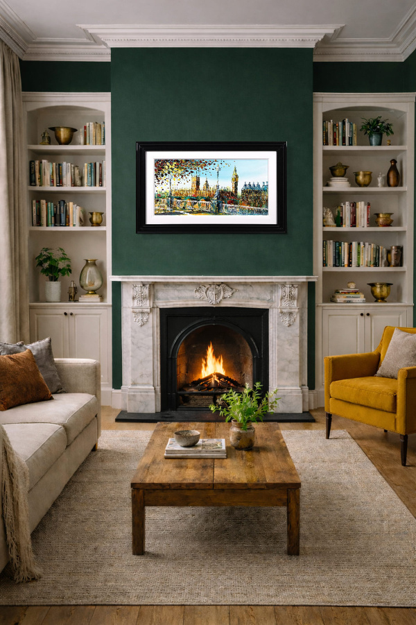 London Life by Simon Wright, original painting, in room
