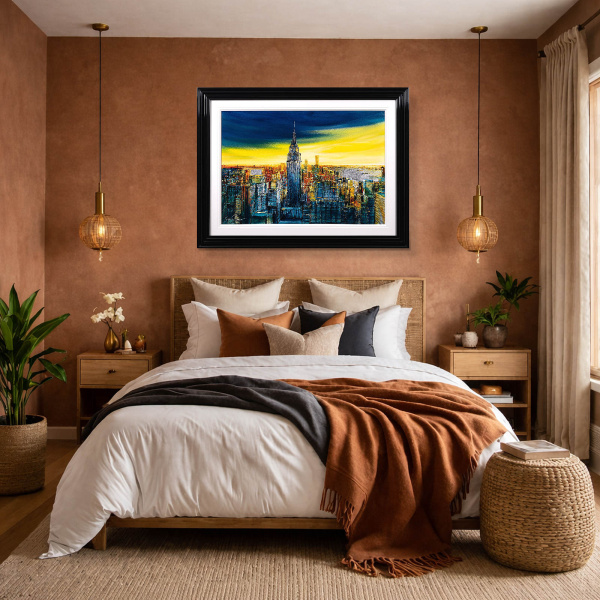 City of Light, New York by Simon Wright, original painting, in room
