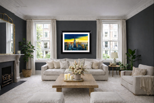 City of Light, New York by Simon Wright, original painting, in room