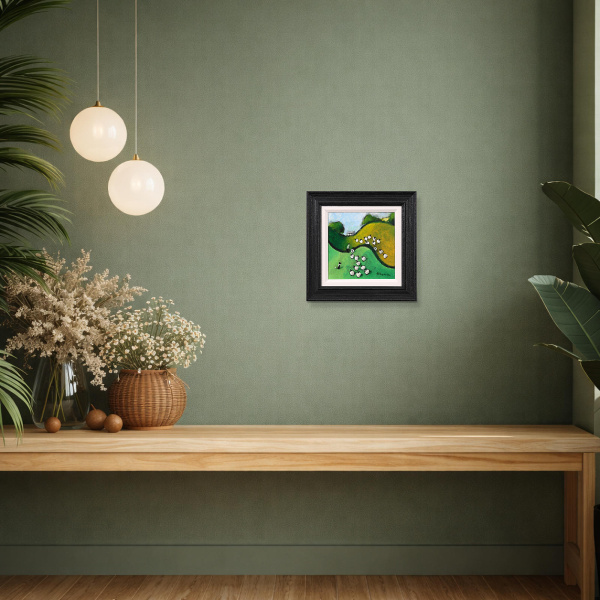Two Tribes by David Alderman, original painting, in room