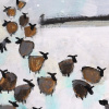 Yes It’s A Full Moon – Still Out In The Cold! Commission by David Alderman, original painting, detail
