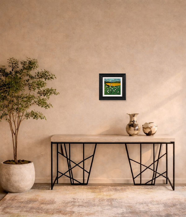 A New Face by David Alderman, original painting, in room