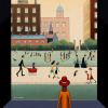 In The Park – L.S. Lowryish by Chris Chapman, original painting, detail