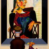 Cubist Dog after Pablo Picasso by Chris Chapman, original painting, detail