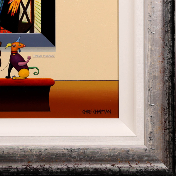 Cubist Dog after Pablo Picasso by Chris Chapman, original painting, detail