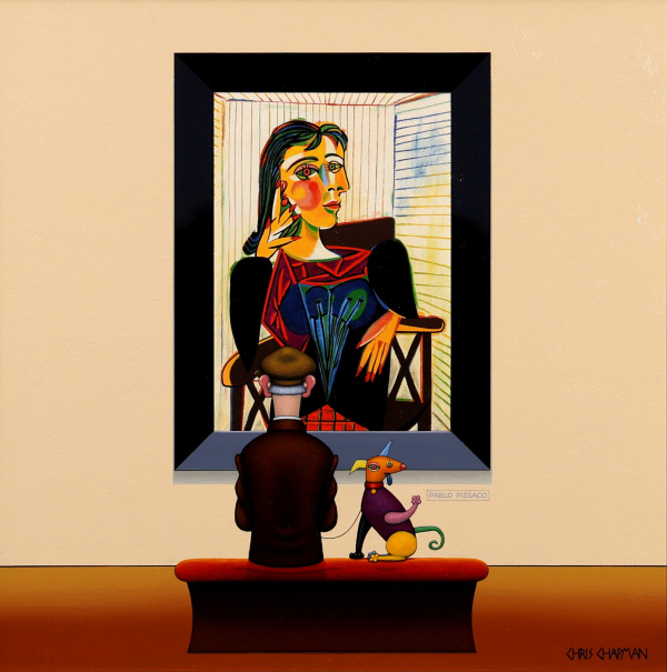 Cubist Dog after Pablo Picasso by Chris Chapman, original painting