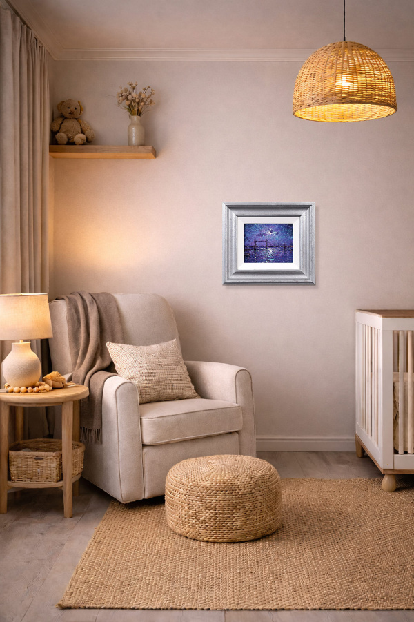 Thames Sparkle by Andrew Grant Kurtis, original painting, in room