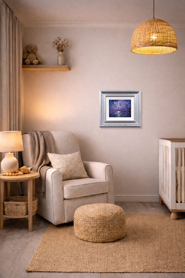 Moonlight Westminster Sparkle by Andrew Grant Kurtis, original painting, in room