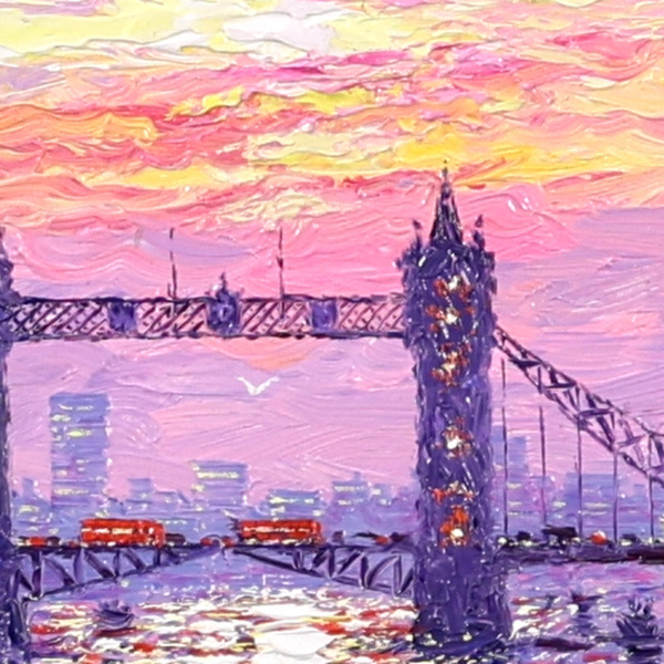 Sunshine Across Tower Bridge by Andrew Grant Kurtis, original painting, detail