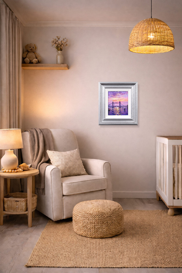 Sunshine Across Tower Bridge by Andrew Grant Kurtis, original painting, in room