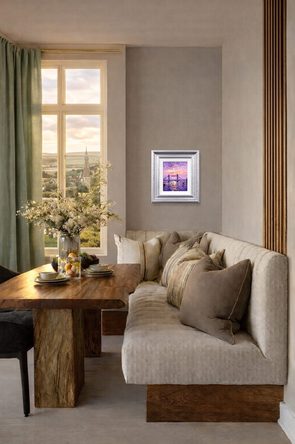 Sunshine Across Tower Bridge by Andrew Grant Kurtis, original painting, in room
