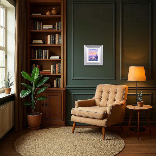 Sunshine Sparkle Across Westminster by Andrew Grant Kurtis, original painting, in room