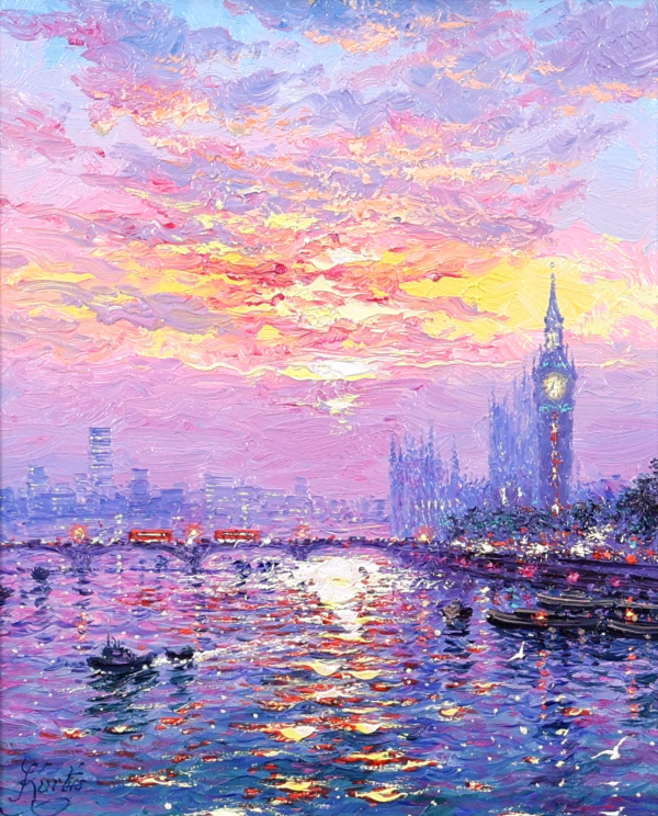 Sunshine Sparkle Across Westminster by Andrew Grant Kurtis, original painting