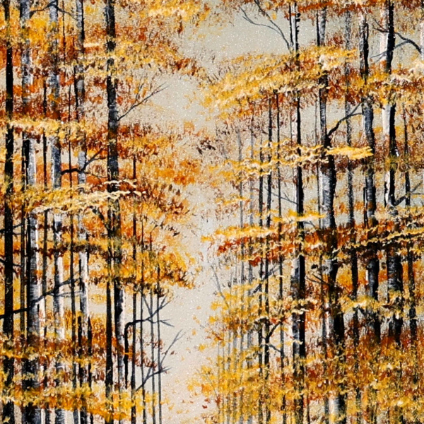 Golden Times, Woodland by Jay Nottingham, original painting, detail