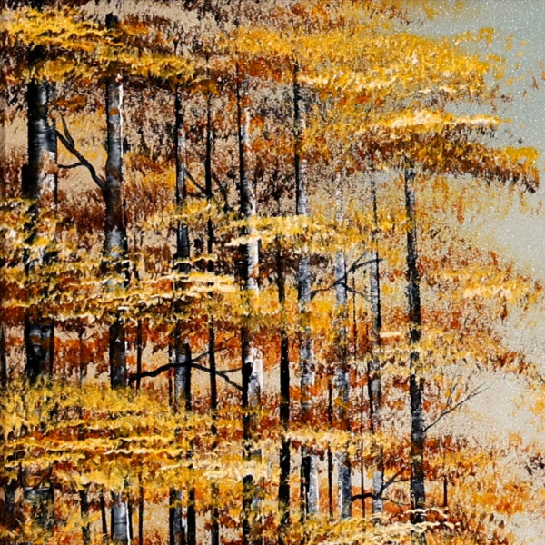 Golden Times, Woodland by Jay Nottingham, original painting, detail