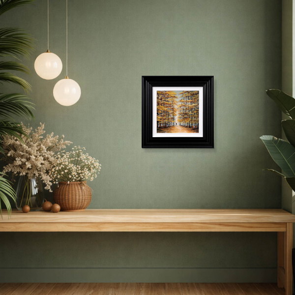 Golden Times, Woodland by Jay Nottingham, original painting, in room